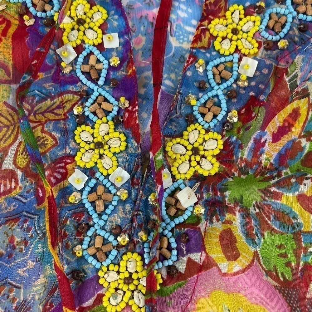 Sahiba Womens Blouse Coverup Multicolor Beaded - Picture 3 of 8